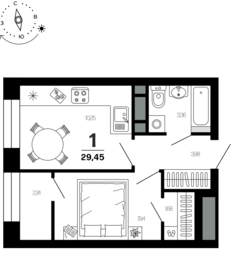29,5 м², 1-комнатная квартира 4 307 995 ₽ - изображение 29