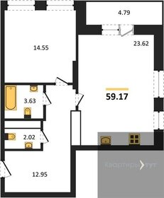 Квартира 59,2 м², 1-комнатная - изображение 1