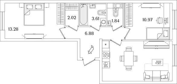 62,9 м², 2-комнатная квартира 8 000 000 ₽ - изображение 100