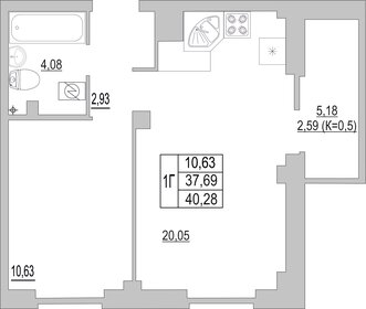 Квартира 40,3 м², 1-комнатная - изображение 1