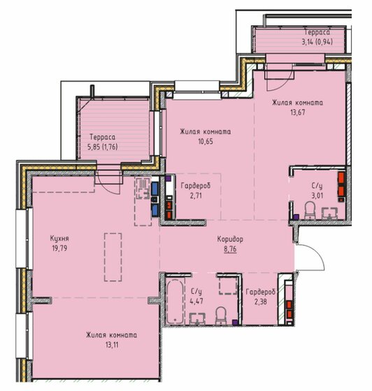 87,5 м², 3-комнатная квартира 14 706 720 ₽ - изображение 1
