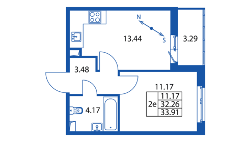 31,1 м², 1-комнатная квартира 4 500 000 ₽ - изображение 107