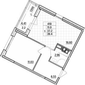 Квартира 39,3 м², 1-комнатная - изображение 1