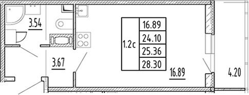 Квартира 24,1 м², студия - изображение 1