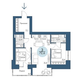 Квартира 72,6 м², 3-комнатная - изображение 1