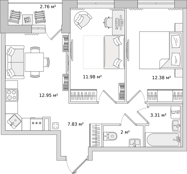 50,5 м², 2-комнатная квартира 8 760 235 ₽ - изображение 26