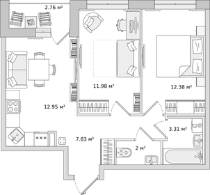 51,3 м², 2-комнатная квартира 9 300 000 ₽ - изображение 24