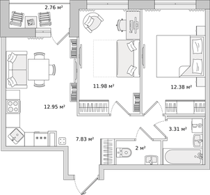 Квартира 50,5 м², 2-комнатная - изображение 1