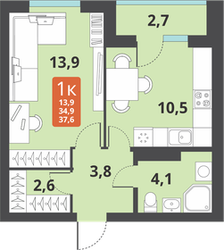 38,6 м², 1-комнатная квартира 4 970 000 ₽ - изображение 80