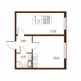 Квартира 44,1 м², 1-комнатная - изображение 1