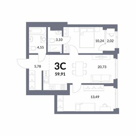 58,9 м², 3-комнатная квартира 11 500 000 ₽ - изображение 18