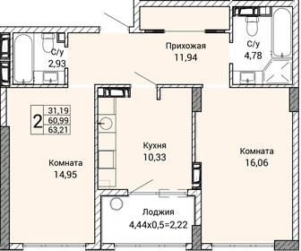 62,5 м², 2-комнатная квартира 9 500 000 ₽ - изображение 75