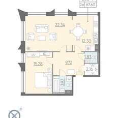 Квартира 67,8 м², 1-комнатные - изображение 2