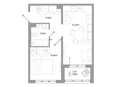 38,9 м², 1-комнатная квартира 5 985 980 ₽ - изображение 37