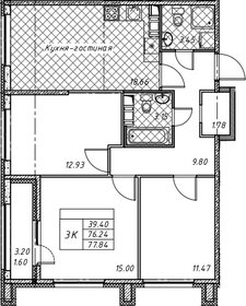 Квартира 77,8 м², 3-комнатная - изображение 1