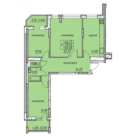 82,7 м², 3-комнатная квартира 5 853 000 ₽ - изображение 51