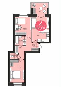 59,6 м², 2-комнатная квартира 4 200 000 ₽ - изображение 100