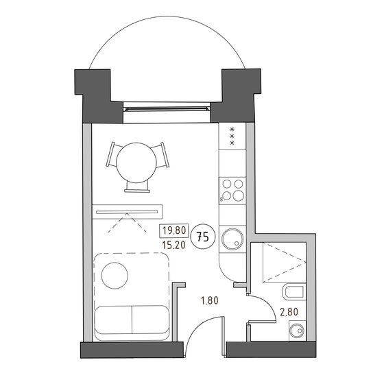 19,8 м², квартира-студия 6 730 020 ₽ - изображение 1