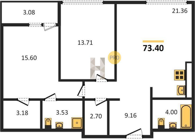 Квартира 73,4 м², 3-комнатная - изображение 1