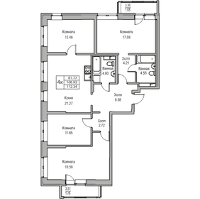 Квартира 108,9 м², 4-комнатная - изображение 1