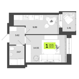 31,5 м², 1-комнатная квартира 5 715 400 ₽ - изображение 13