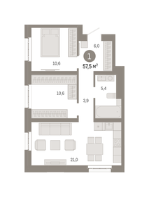 59,9 м², 3-комнатная квартира 14 000 000 ₽ - изображение 100