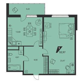 46,4 м², 1-комнатная квартира 6 880 381 ₽ - изображение 53
