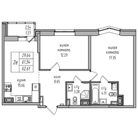 60,1 м², 2-комнатная квартира 11 522 940 ₽ - изображение 28