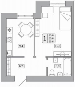 35,6 м², 1-комнатная квартира 3 465 000 ₽ - изображение 12