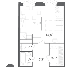 Квартира 43 м², 1-комнатная - изображение 3