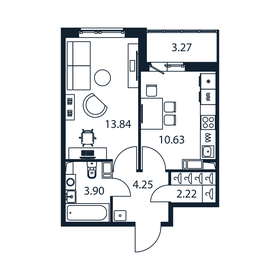 Квартира 36,5 м², 1-комнатная - изображение 1