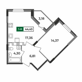 44,4 м², 1-комнатная квартира 4 115 328 ₽ - изображение 10