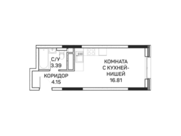 24,4 м², апартаменты-студия 5 407 040 ₽ - изображение 1