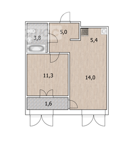 Квартира 41,1 м², 2-комнатная - изображение 1