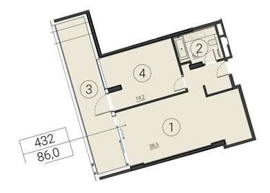 Квартира 86 м², 2-комнатные - изображение 1