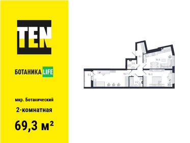 Квартира 69,3 м², 2-комнатная - изображение 1