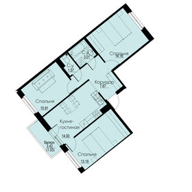 Квартира 65,5 м², 3-комнатная - изображение 1