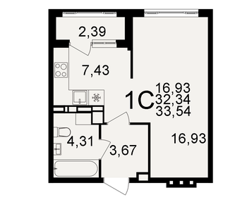 29 м², 1-комнатная квартира 2 600 000 ₽ - изображение 56