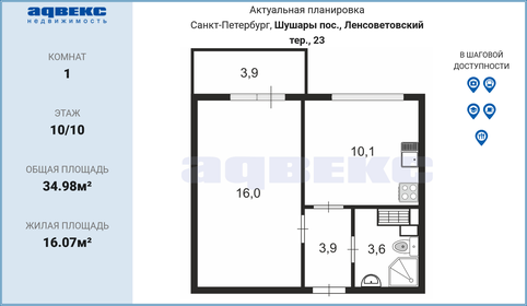 32,2 м², 1-комнатная квартира 4 300 000 ₽ - изображение 38