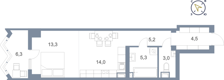 47,2 м², 1-комнатная квартира 6 100 000 ₽ - изображение 71