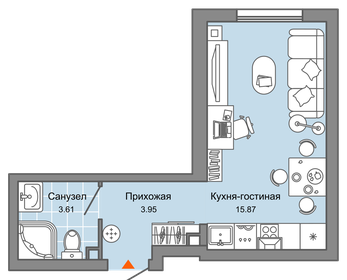 Квартира 23 м², студия - изображение 1