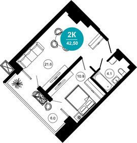 43 м², квартира-студия 30 000 000 ₽ - изображение 70