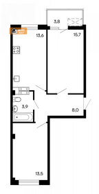 Квартира 58,5 м², 2-комнатная - изображение 2