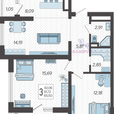 Квартира 65,5 м², 3-комнатная - изображение 1