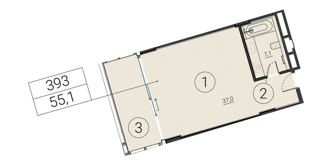 55,1 м², 1-комнатные апартаменты 79 895 000 ₽ - изображение 1