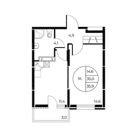 35,9 м², 1-комнатная квартира 5 952 220 ₽ - изображение 7