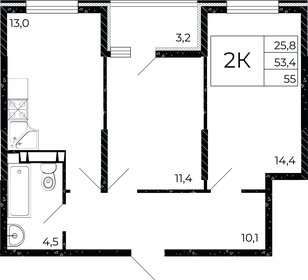 55 м², 2-комнатная квартира 6 061 000 ₽ - изображение 23