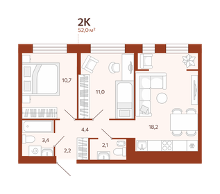 50,7 м², 2-комнатная квартира 6 500 000 ₽ - изображение 65