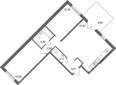 Квартира 70,7 м², 2-комнатная - изображение 1