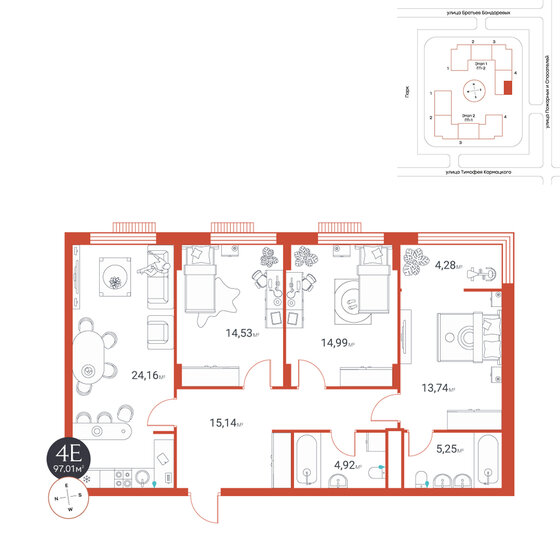 97 м², 4-комнатная квартира 12 740 000 ₽ - изображение 23